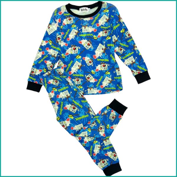 SpongeBob Boys Full Sleeves Pajama Set - Blue