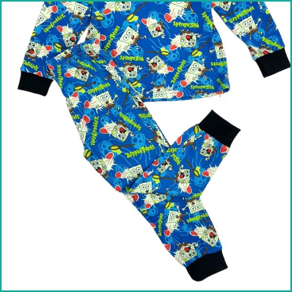 SpongeBob Boys Full Sleeves Pajama Set - Blue - Image 3