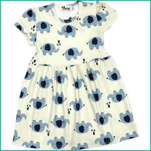 Baby Elephant Girls Cotton Dress - White