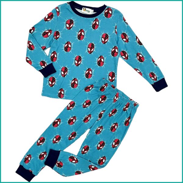 Spiderman Mask Boys Full Sleeves Pajama Set - Blue