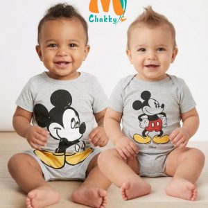 Mickey Mouse Infant Overall 2 Pcs Set - Grey