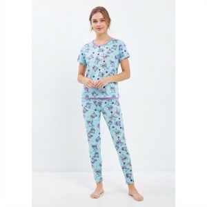 Stitch Ladies Pajama Set - Sky Blue