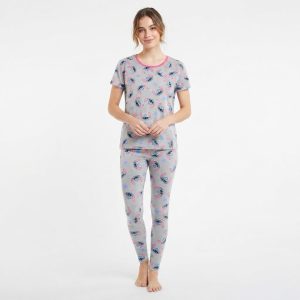 Stitch Face Ladies Pajama Set - Grey