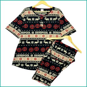 Deadpool Ladies Cotton Bermuda Set (Jumbo size)- Black