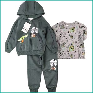 Baby Yoda Boys Winter 3 Pcs Training Suit - Grey