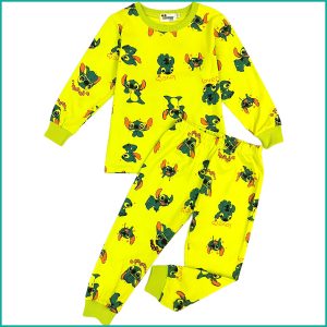 Love Stitch Girls Full Sleeves Pajama Set - Yellow