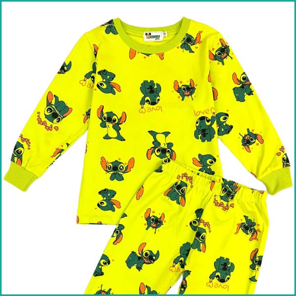 Love Stitch Girls Full Sleeves Pajama Set - Yellow - Image 2