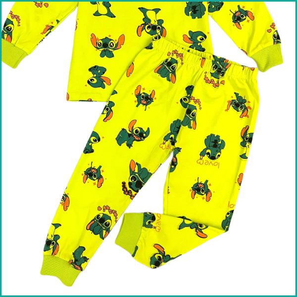 Love Stitch Girls Full Sleeves Pajama Set - Yellow - Image 3