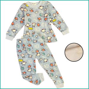Cute Designs Kids Winter Pajama Set - Grey