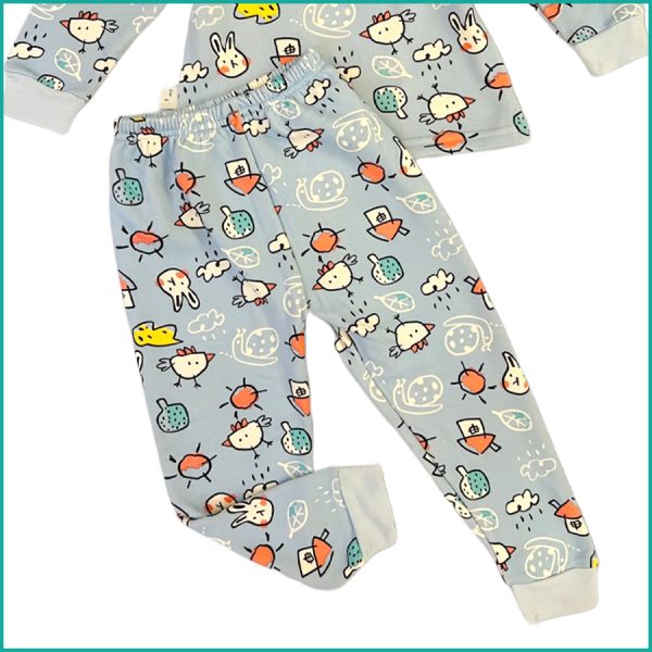 Cute Designs Kids Winter Pajama Set - Grey - Image 3