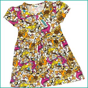 Flintstones Girls Cotton Dress - Multicolor