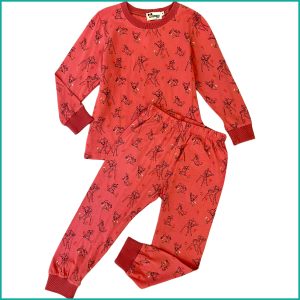Disney Bambi Girls Full Sleeves Pajama Set - Red