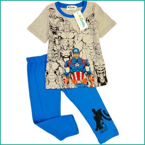 Captain America Boys Cotton Pajama Set - Grey Blue