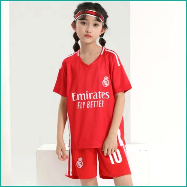 Mbappe Real Madrid Kids Football Dress - Red - Image 2