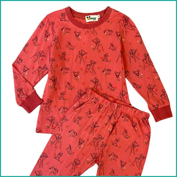 Disney Bambi Girls Full Sleeves Pajama Set - Red - Image 2