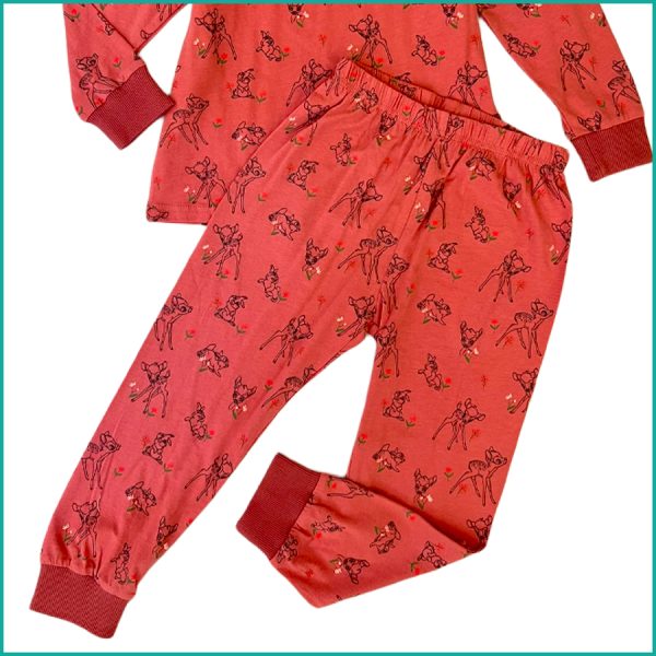 Disney Bambi Girls Full Sleeves Pajama Set - Red - Image 3