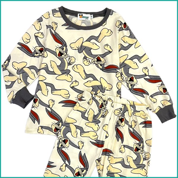 Bugs Bunny Kids Full Sleeves Pajama Set - White - Image 2