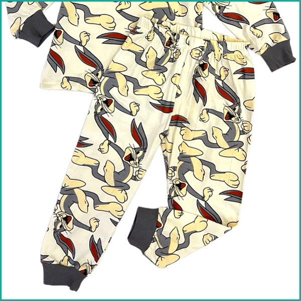 Bugs Bunny Kids Full Sleeves Pajama Set - White - Image 3