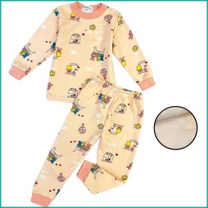 Teddy Home Girls Winter Pajama Set - Cream