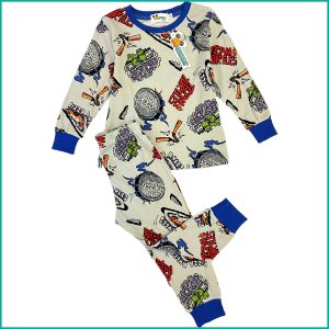Team Turtle Boys Full Sleeves Pajama Set -  Grey