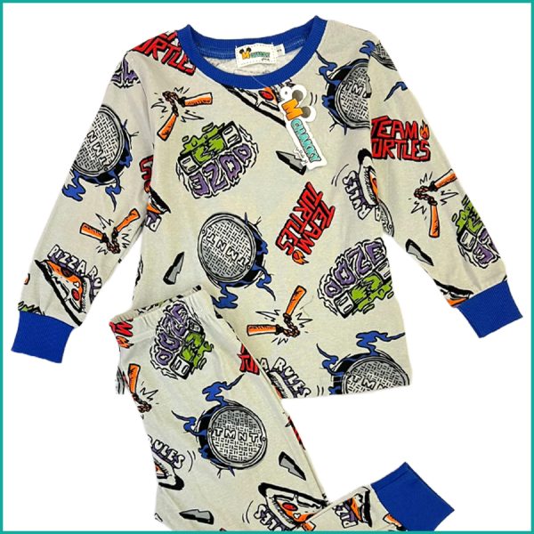 Team Turtle Boys Full Sleeves Pajama Set -  Grey - Image 2