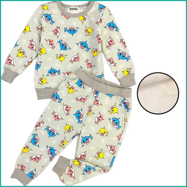 Baby Shark Winter Girls Training Suit - Grey