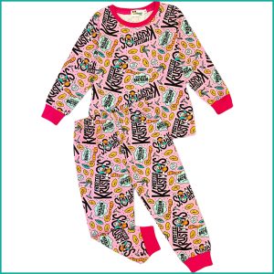 Krusty-O's Girls Full Sleeves Pajama Set - Pink
