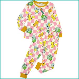 Pikachu Girls Full Sleeves Pajama Set -  Pink