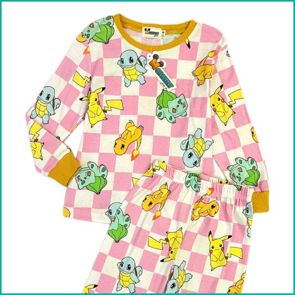 Pikachu Girls Full Sleeves Pajama Set -  Pink - Image 2