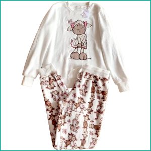 Cute Sheep Ladies Winter Pajama Set - White