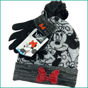 Minnie Mouse Kids Winter Cap 3 Pcs Set - Black