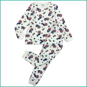 Captain America Boys Winter Pajama Set - White Blue