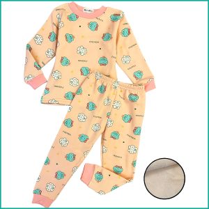 Fashion frog Girls Winter Pajama Set - Cream