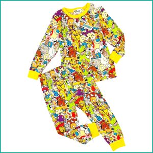 Funny Cartoons Girls Full Sleeves Cotton Pajama Set - Yellow