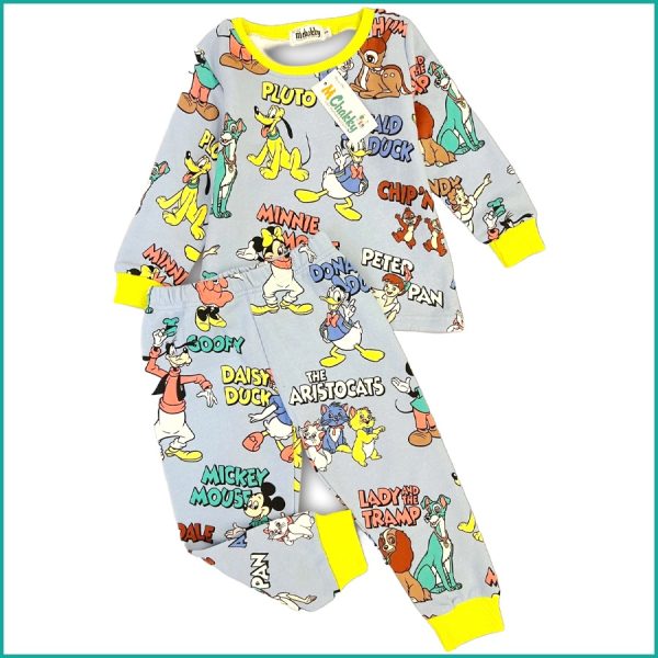 Mickey Characters Girls Winter Pajama Set - Grey