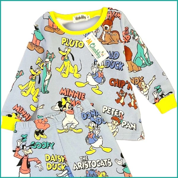 Mickey Characters Girls Winter Pajama Set - Grey - Image 2