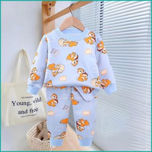 Squirrel Cookie Kids Winter Pajama Set - Blue