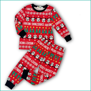 Mickey Christmas Girls Cotton Pajama Set - Red