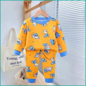 Mini Stitch Kids Winter Pajama Set - Yellow