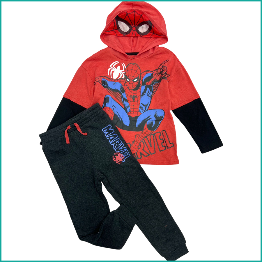 Boys Spider Hero Winter Hoodie Tracksuit – Red & Black Two-Piece Set main image 0