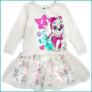 Cute Puppy Girls Winter Dress - White