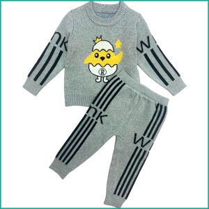 Egg Print Winter Infant Kids Pajama Set - Grey
