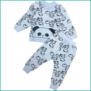 Panda Face Winter Infant Kids Pajama Set - Blue