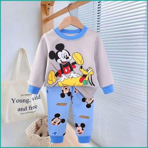 Happy Mickey Kids Winter Pajama Set - Grey Blue