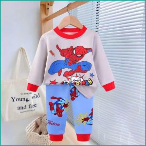 Super Spiderman Kids Winter Pajama Set - Grey Blue