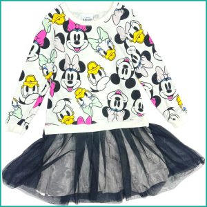 Minnie Daisy Girls Winter Dress - White