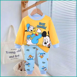 Duck Donald Kids Winter Pajama Set - Yellow Blue