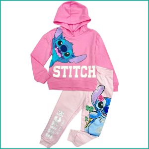 Stitch Flowers Girls Winter Training Suit - Baby Pink