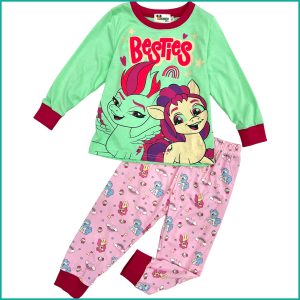 Bestie Girls Cotton Pajama Set - Green Pink