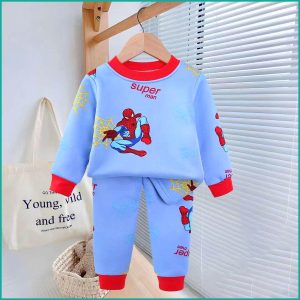 Super Man Kids Winter Pajama Set - Blue